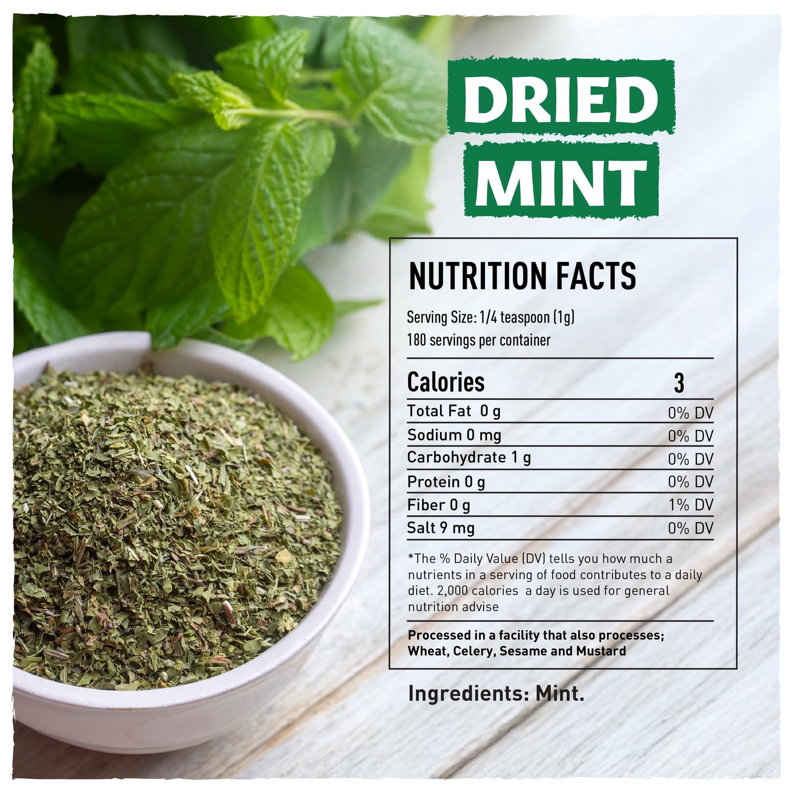 Dried Mint, 6.3oz, Dried Mint for Cooking, Peppermint Leaves, Perfect for Tea…
