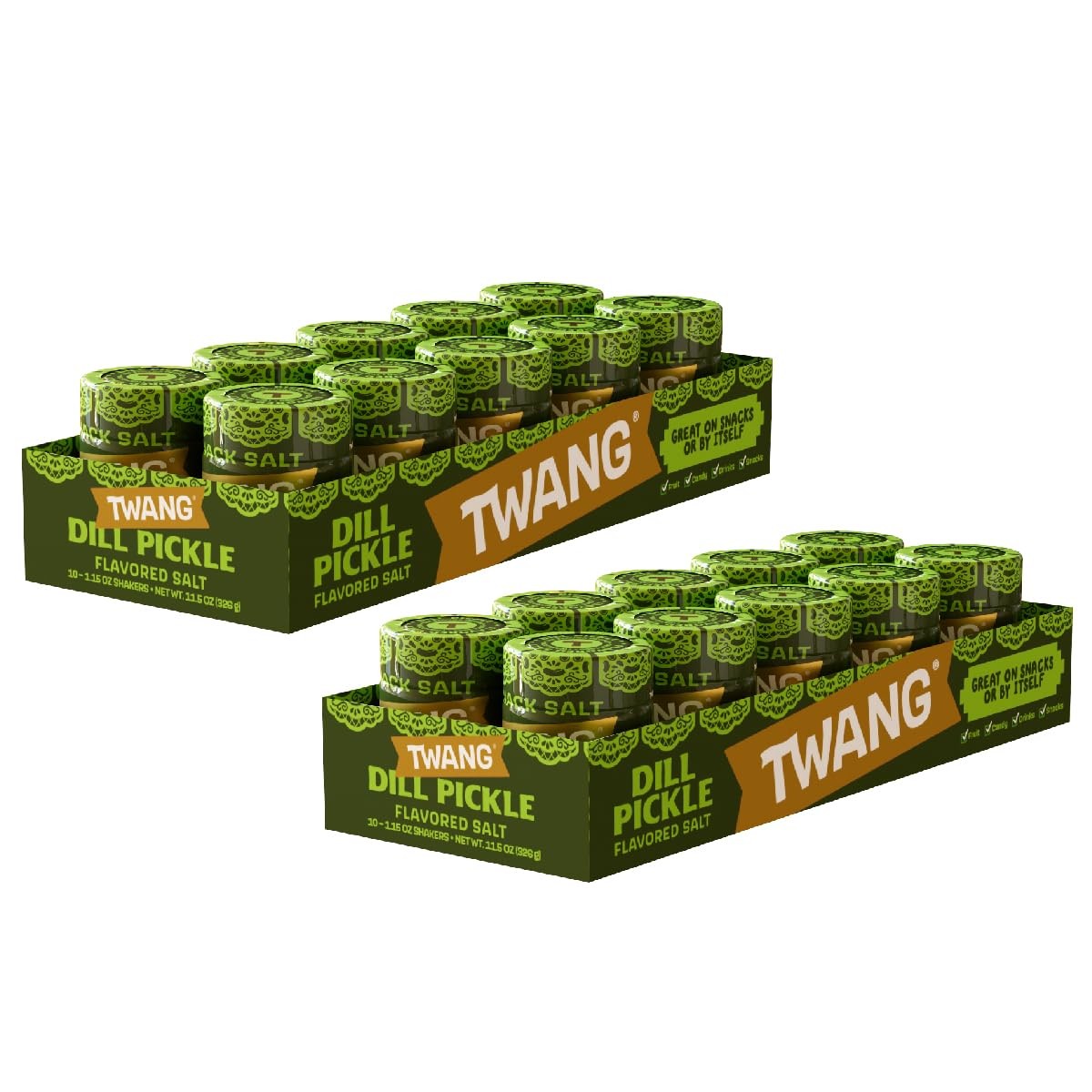 Twangerz Pickle Seasoning Salt Snack 1.15 Ounce (Pack of 20), Dark Green