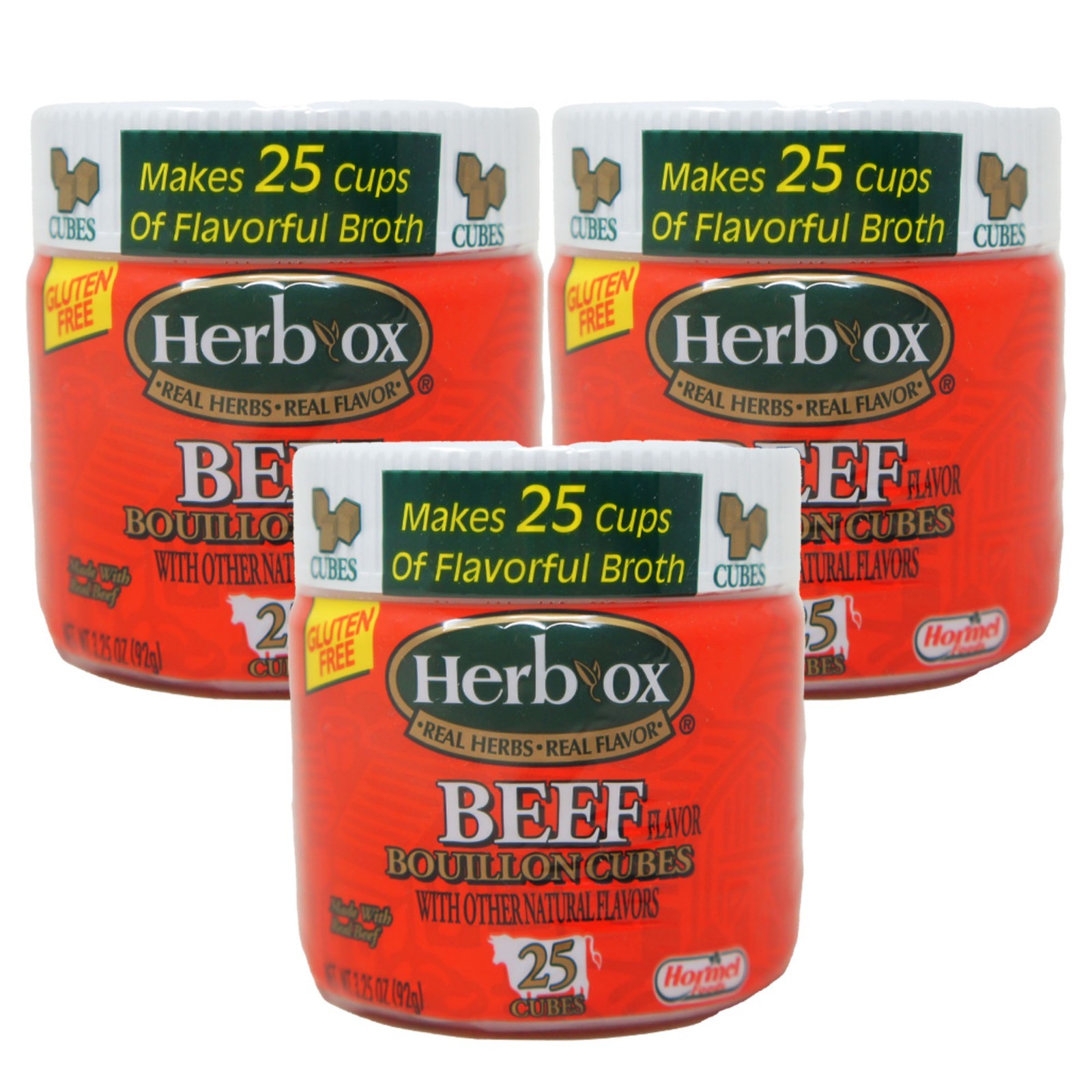 Herb-Ox Beef Flavor Bouillon Cubes 25 Count 3.25 Oz Soup Broth Seasoning Cubes