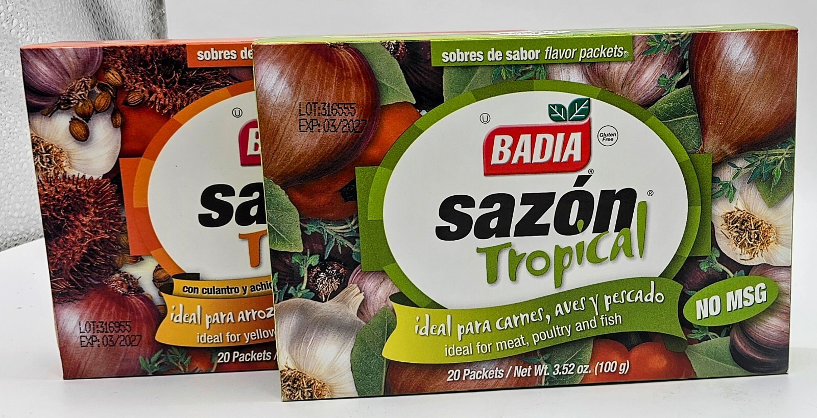 Badia Sazon Tropical with Blend Meat/Vegetable (2 Boxes) -20 Packs each (3.52oz)