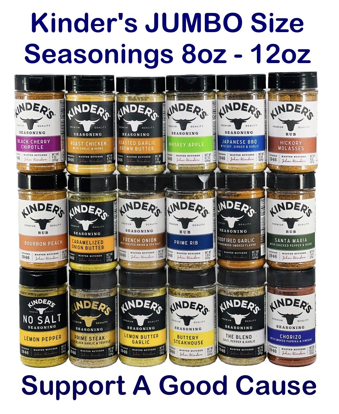 Kinders Seasonings Woodfired Garlic Prime Rib Bourbon Peach Seasoning Rub Sauce