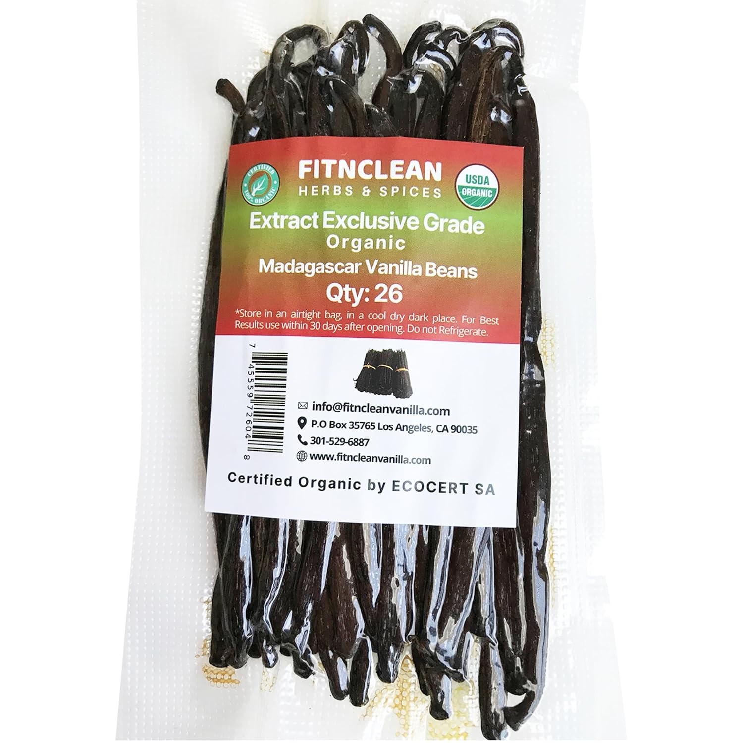 26 Organic Madagascar Vanilla Beans Extract Exclusive Grade B| 4.5″ – 5.5″
