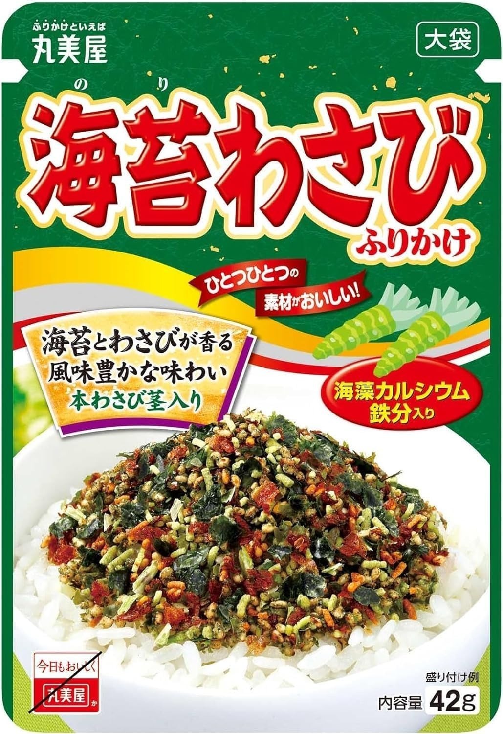 Marumiya Nori Wasabi Furikake Rice Seasoning 42g Big Bag Set of 5 Japan