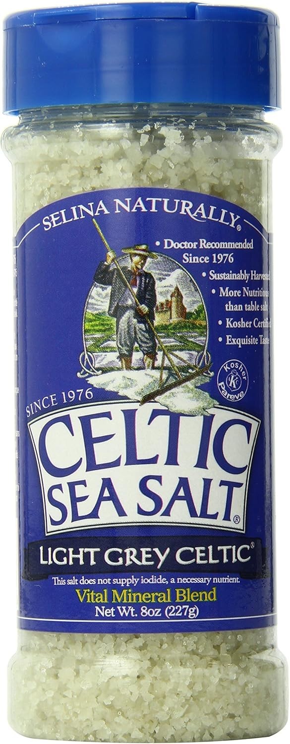 Light Grey Celtic Sea Salt Grinders – Large Refillable, Reusable Glass 8oz