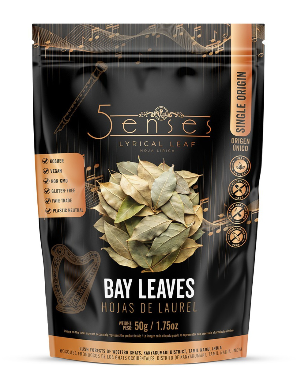 5Senses Whole Bay Leaves | Hojas de Laurel | Single Origin Non-GMO (1.75oz/50g)
