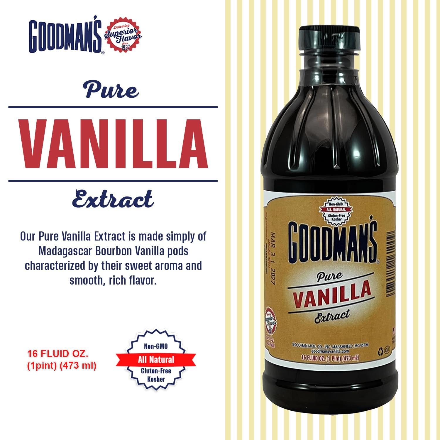 Pure Vanilla Extract – Gluten-Free, Non-GMO, Kosher, Low Carb & Low Calorie -…