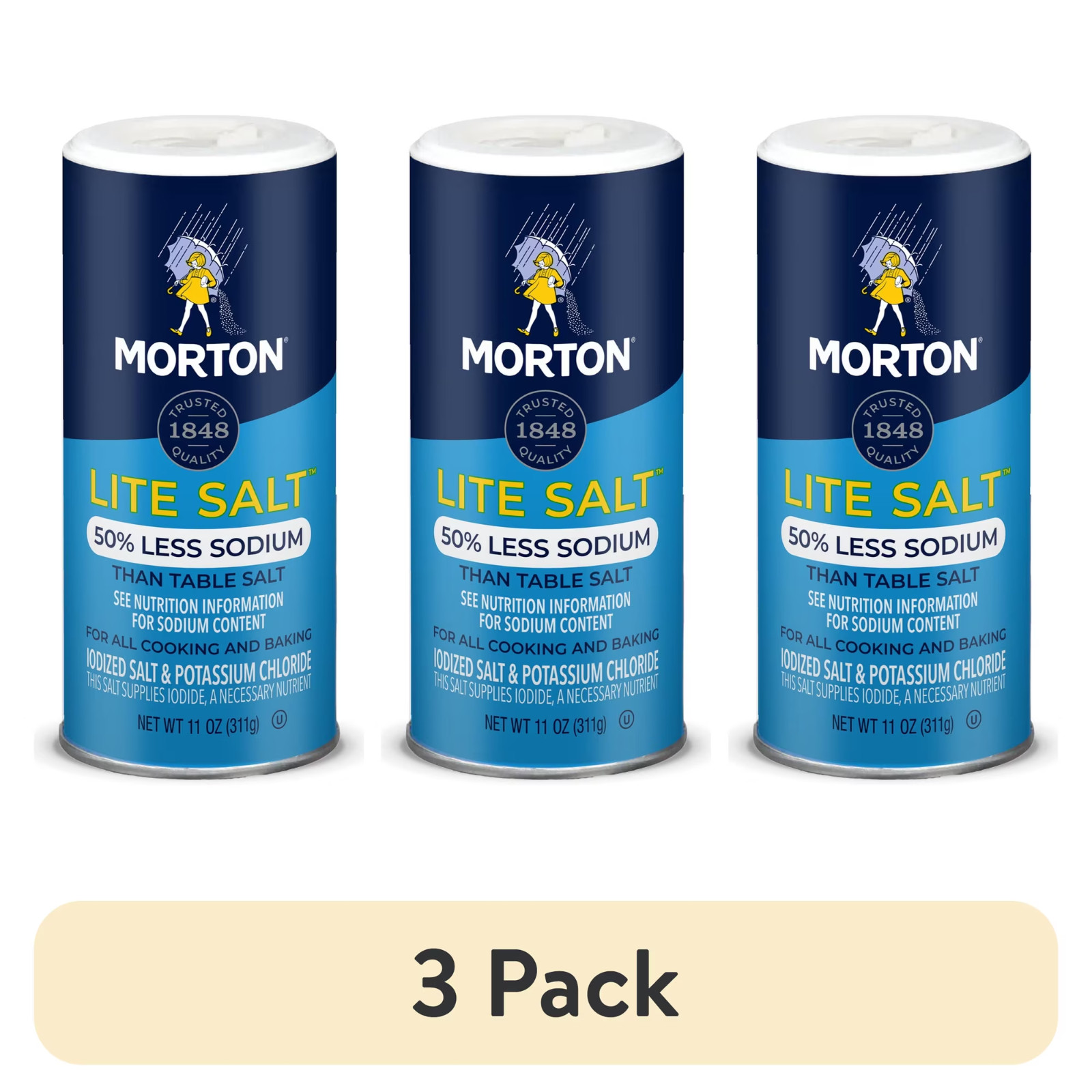 (3 pack) Morton Lite Salt Low Sodium Salt Alternative 11 oz