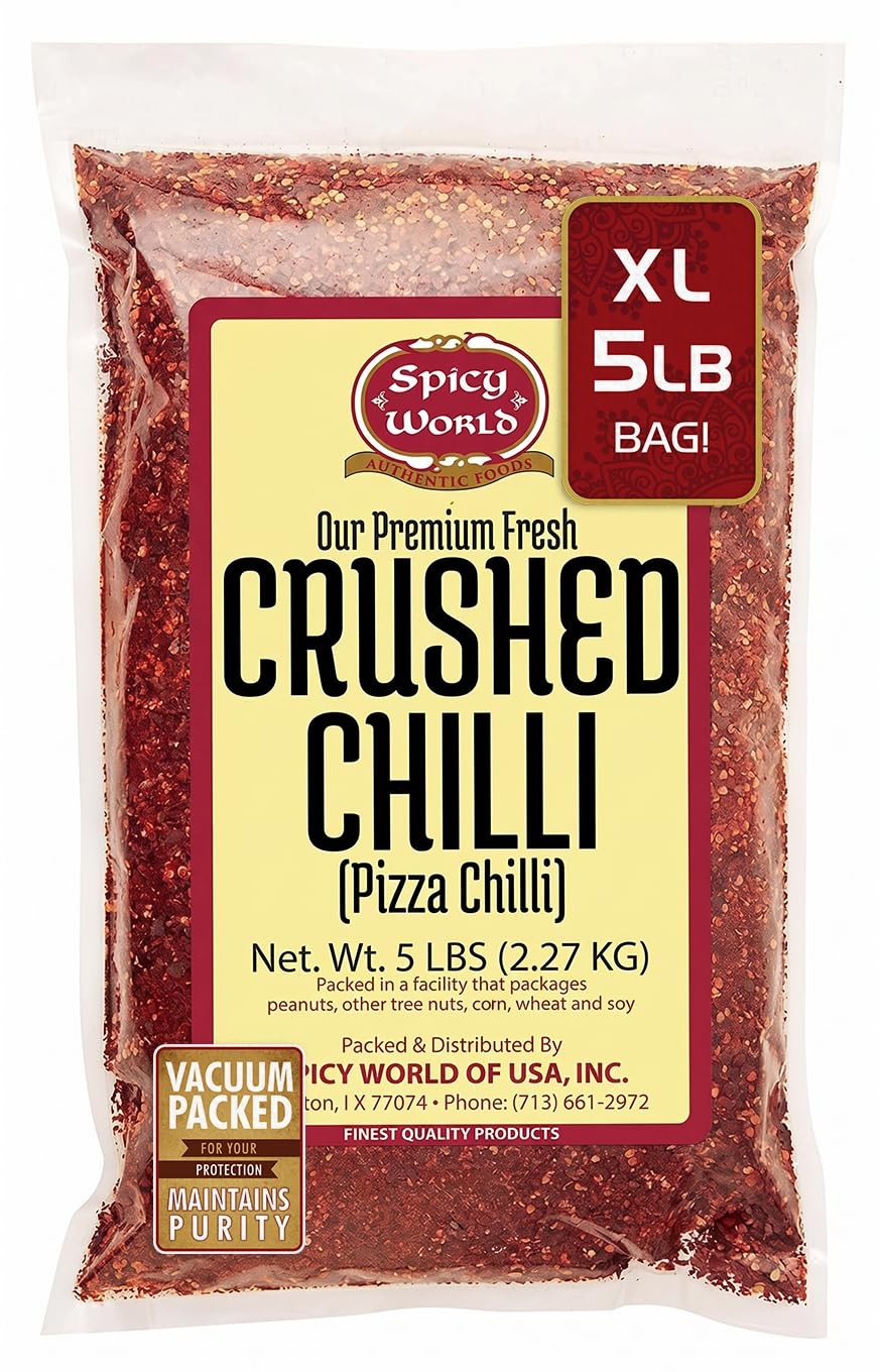 Crushed Red Pepper Flakes 5 Pound Bulk Value Pack – Chili 5 (Pack of 1)