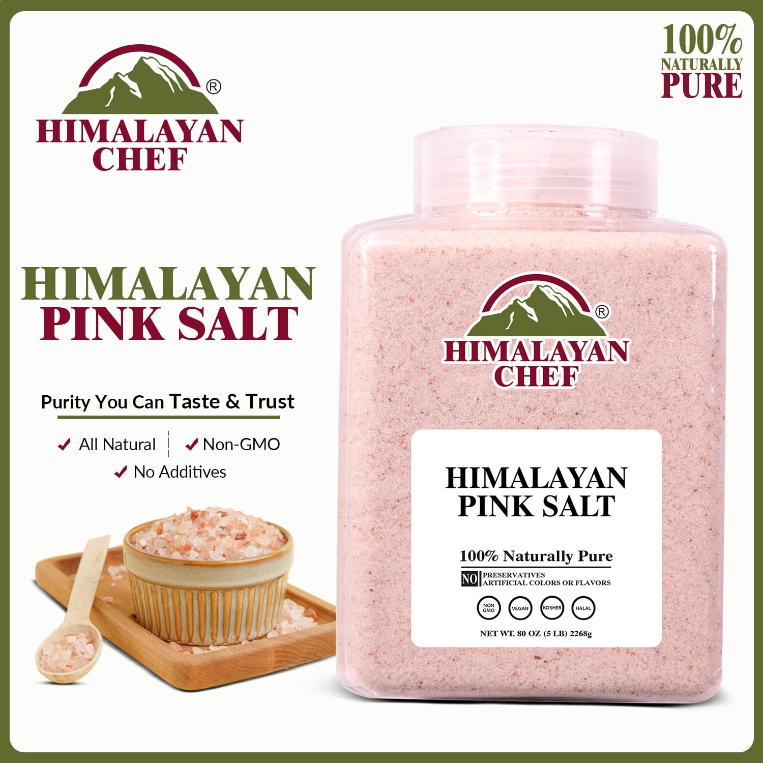 Himalayan Chef Pink Salt Fine Grain, 5 80 Ounce (Pack of 1),