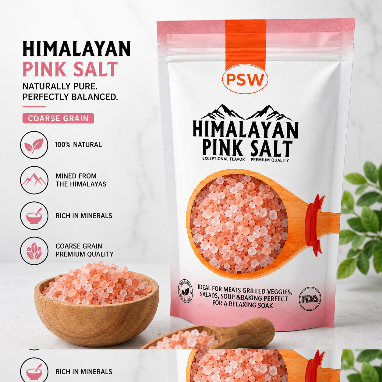 Himalayan Pink Salt Fine or Coarse Grain | 1–55lb Bulk | Edible Kosher Crystals