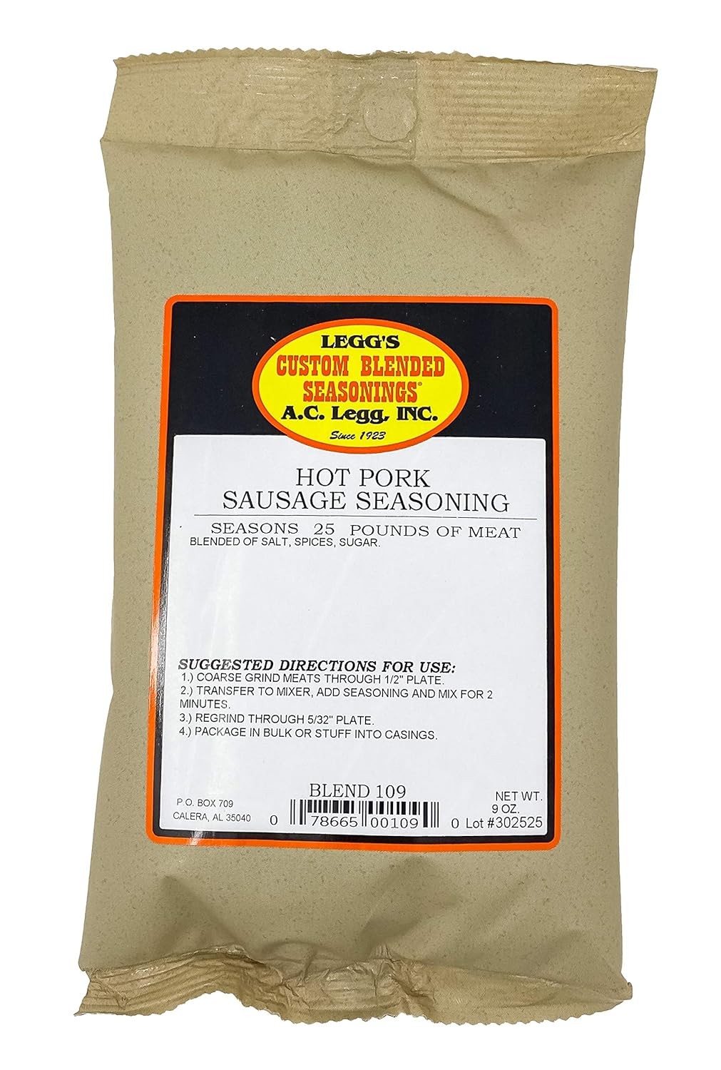 A.C. Legg INC Hot Pork Sausage Seasoning