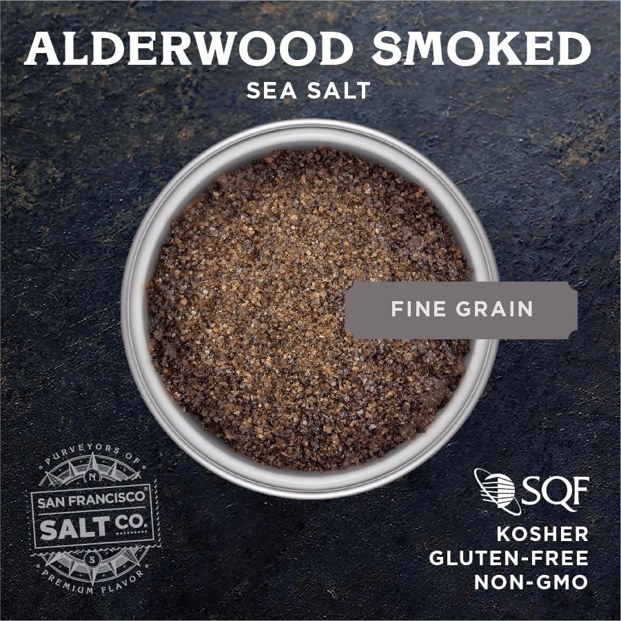 Fine Grain Alderwood Smoked Sea Salt – 2 lb Bag for Cooking, Grilling & More