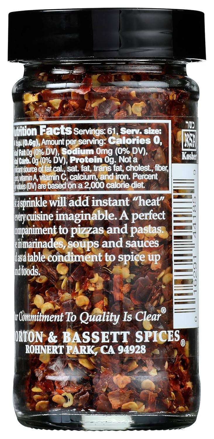 Morton & Bassett Crushed Red Chili Flakes Spice, Non-GMO, Salt-Free, 1.3oz