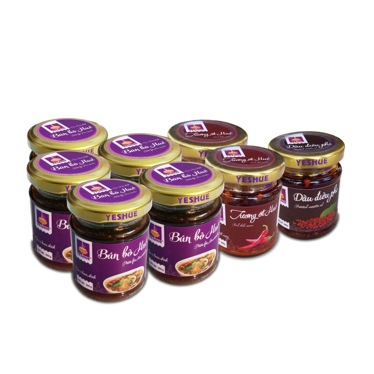 Combo: YesHue “Bun Bo Hue” Paste 5.3oz Soup Base, Red Chili Sauce, 4.4oz.