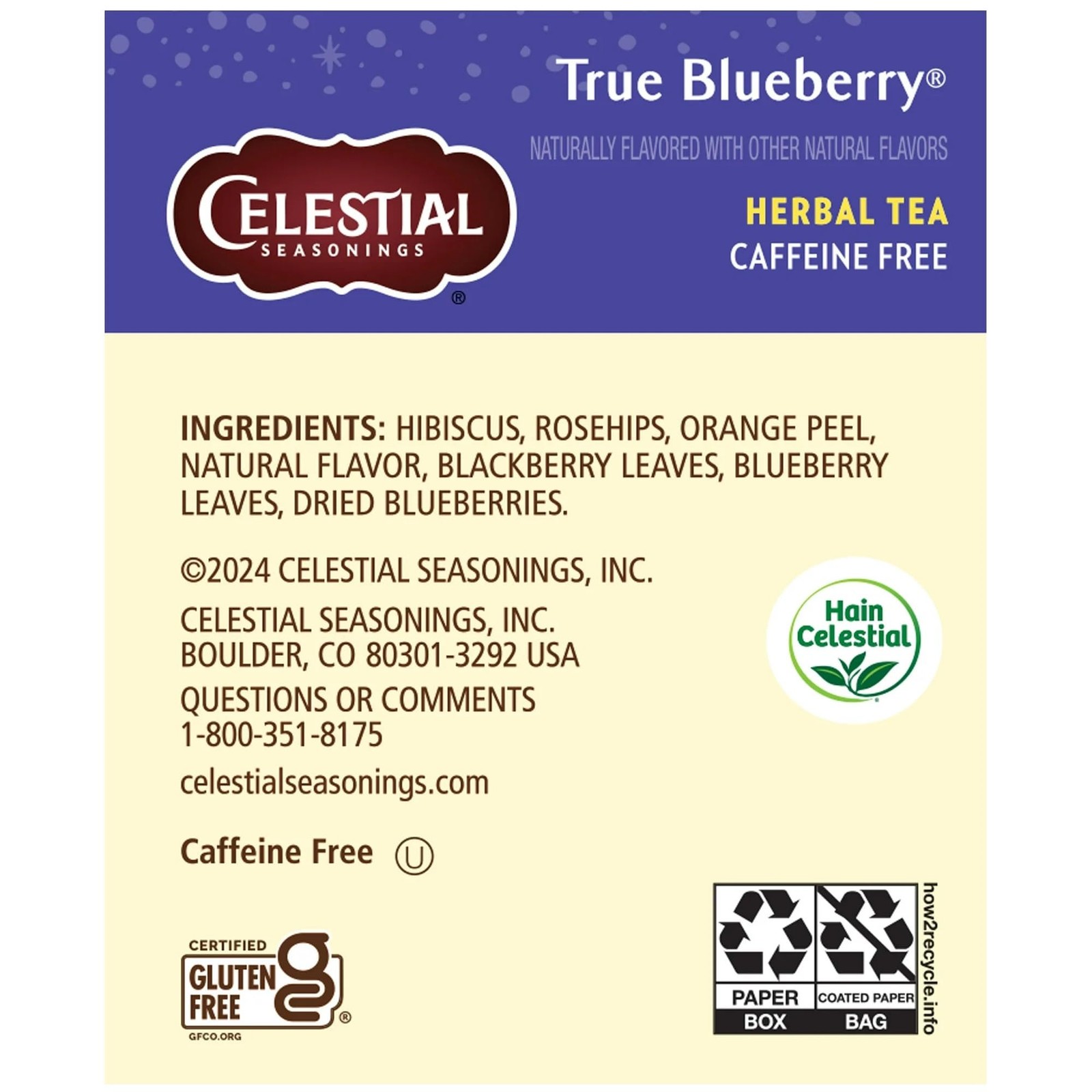 Celestial Seasonings Herb Tea True Blueberry 20 Bag 20 Count (Pack of 2)