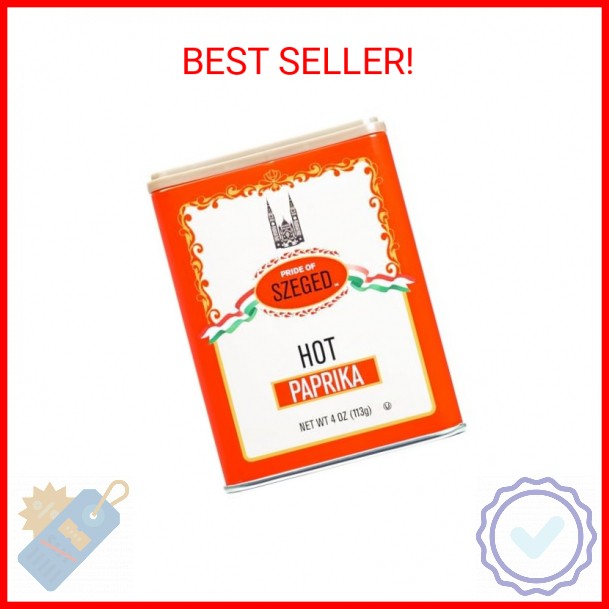 Pride of Szeged Hot Paprika Powder, Bright Red, 4 oz. Tin, 1-Count