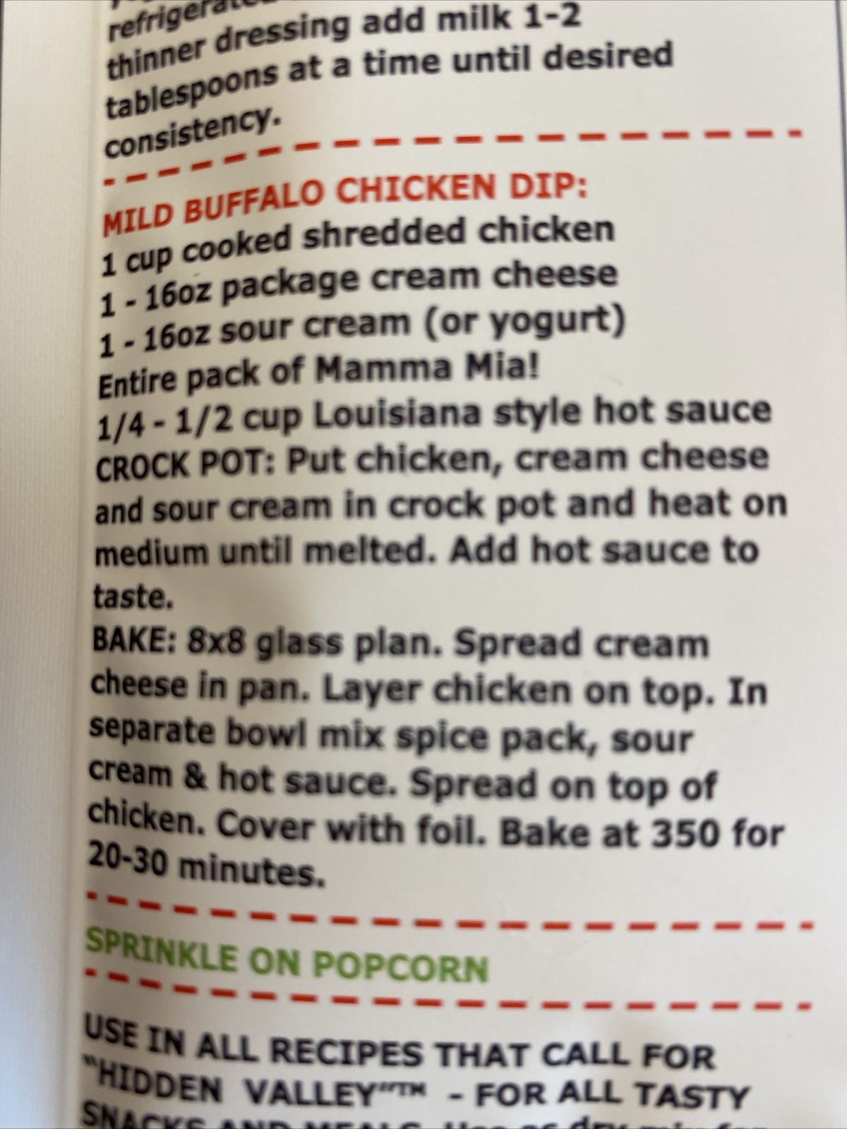 6 Pack Of Mamma Mia Ranch Dip And Dressing Mix – No Refined Sugar- Gluten Free