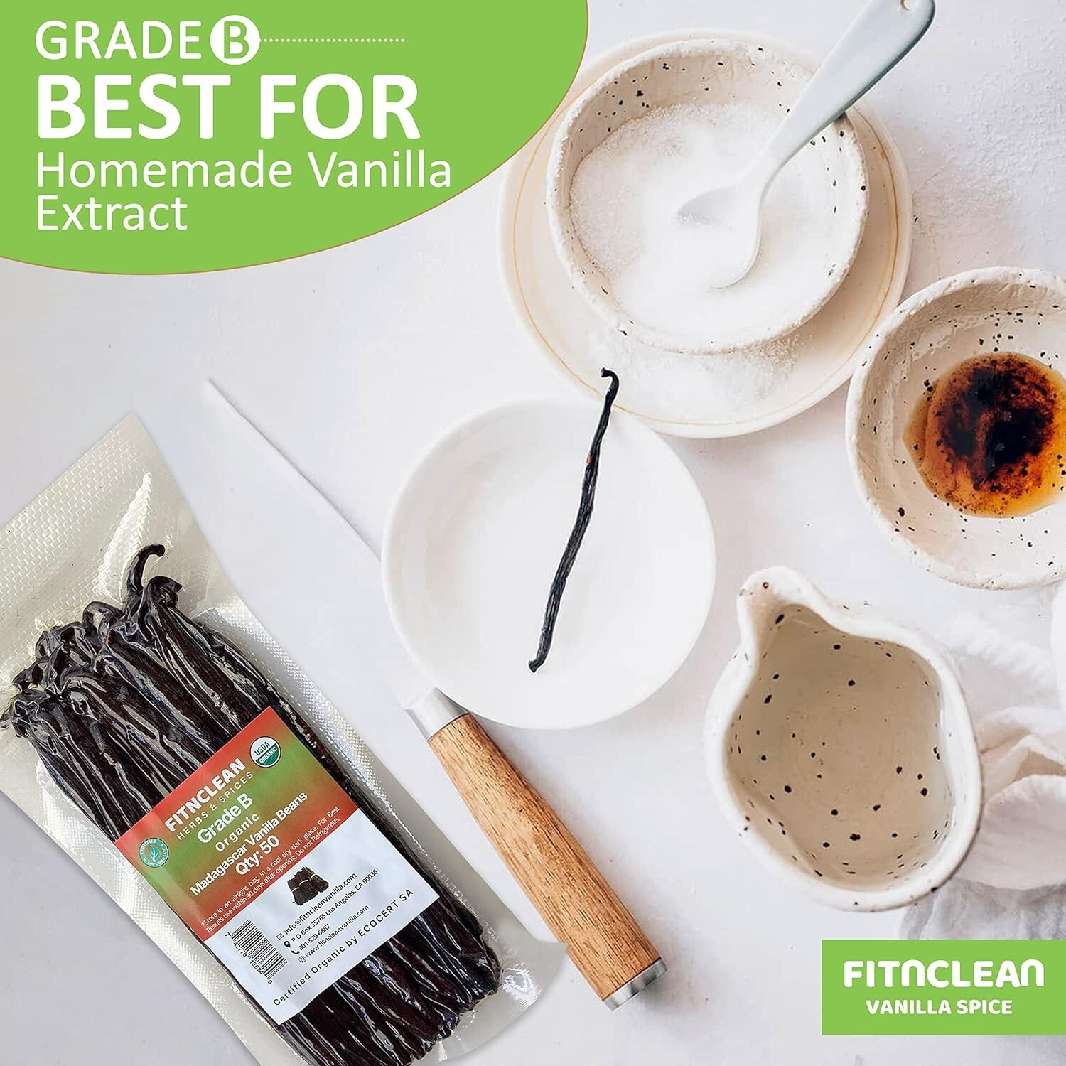 Organic Madagascar Vanilla Beans – Grade B – 5″-7″ Pods for Extract & Baking