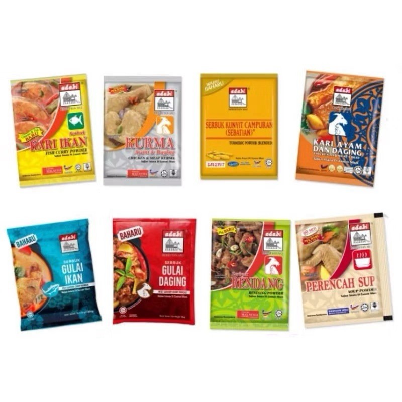 ADABI curry Powder/savoury Powder X8 24g Each ( 8 Different Flavours)