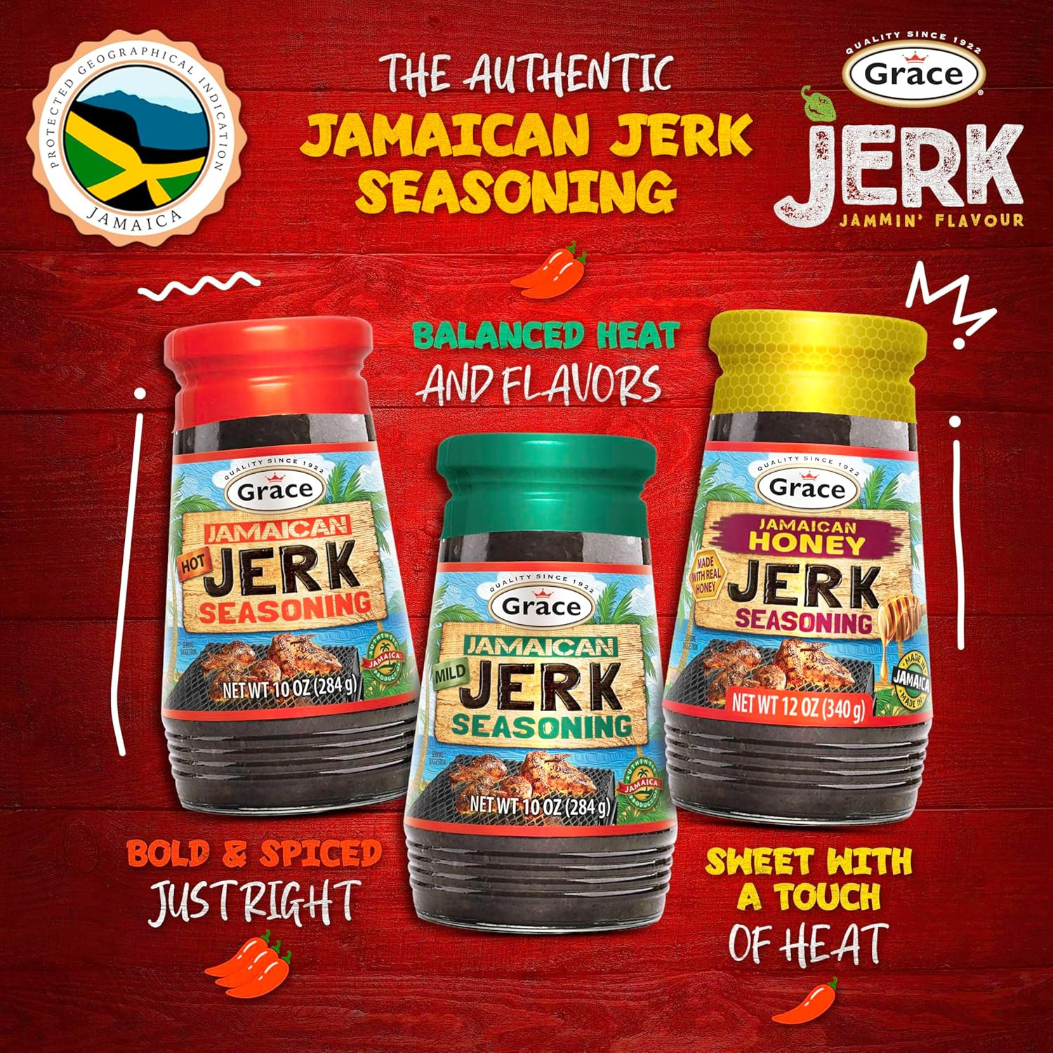 Jamaican Jerk Seasoning Paste Variety Pack – Honey, Mild & Hot Jerk Seasoning Ja