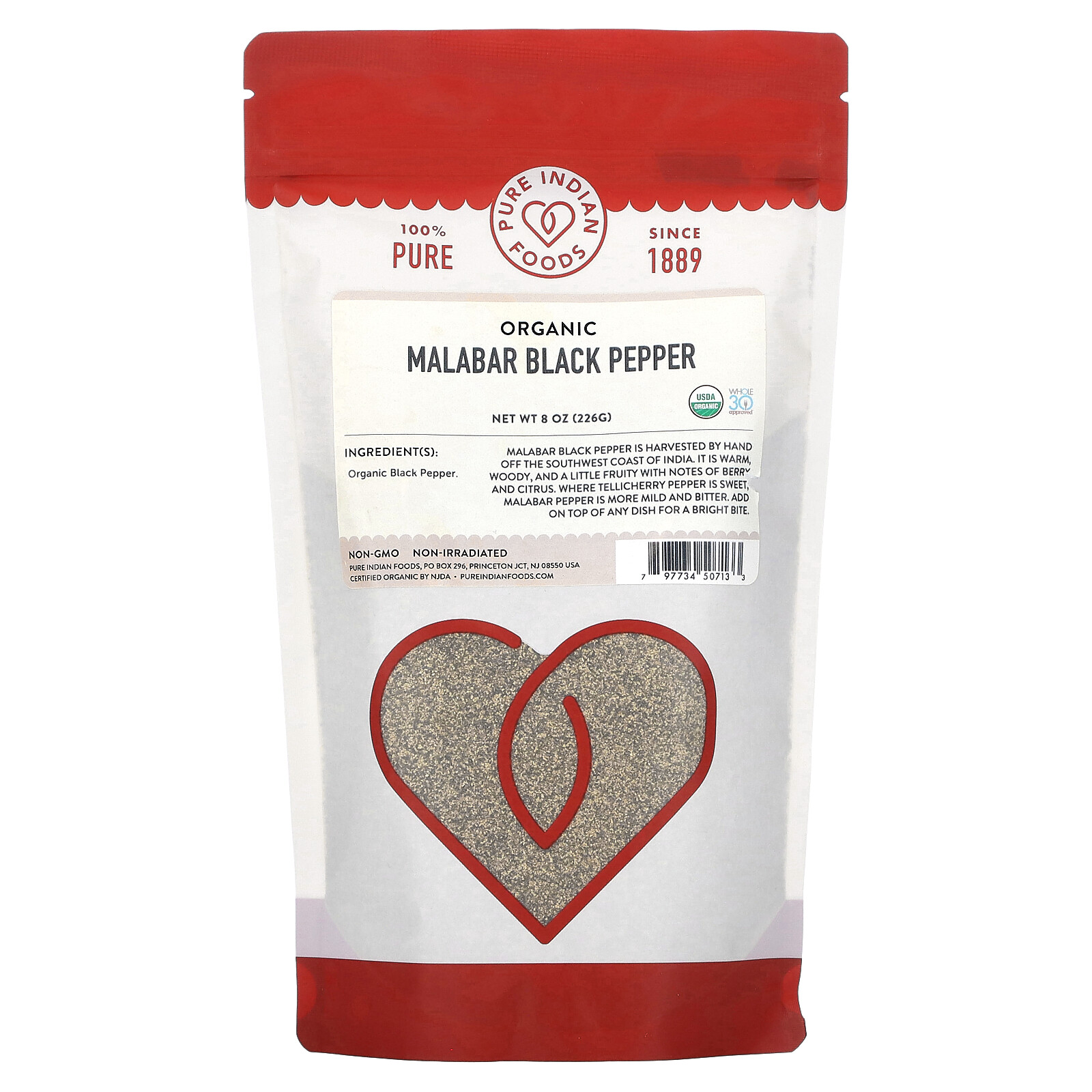 Organic Malabar Black Pepper, 8 oz (226 g)