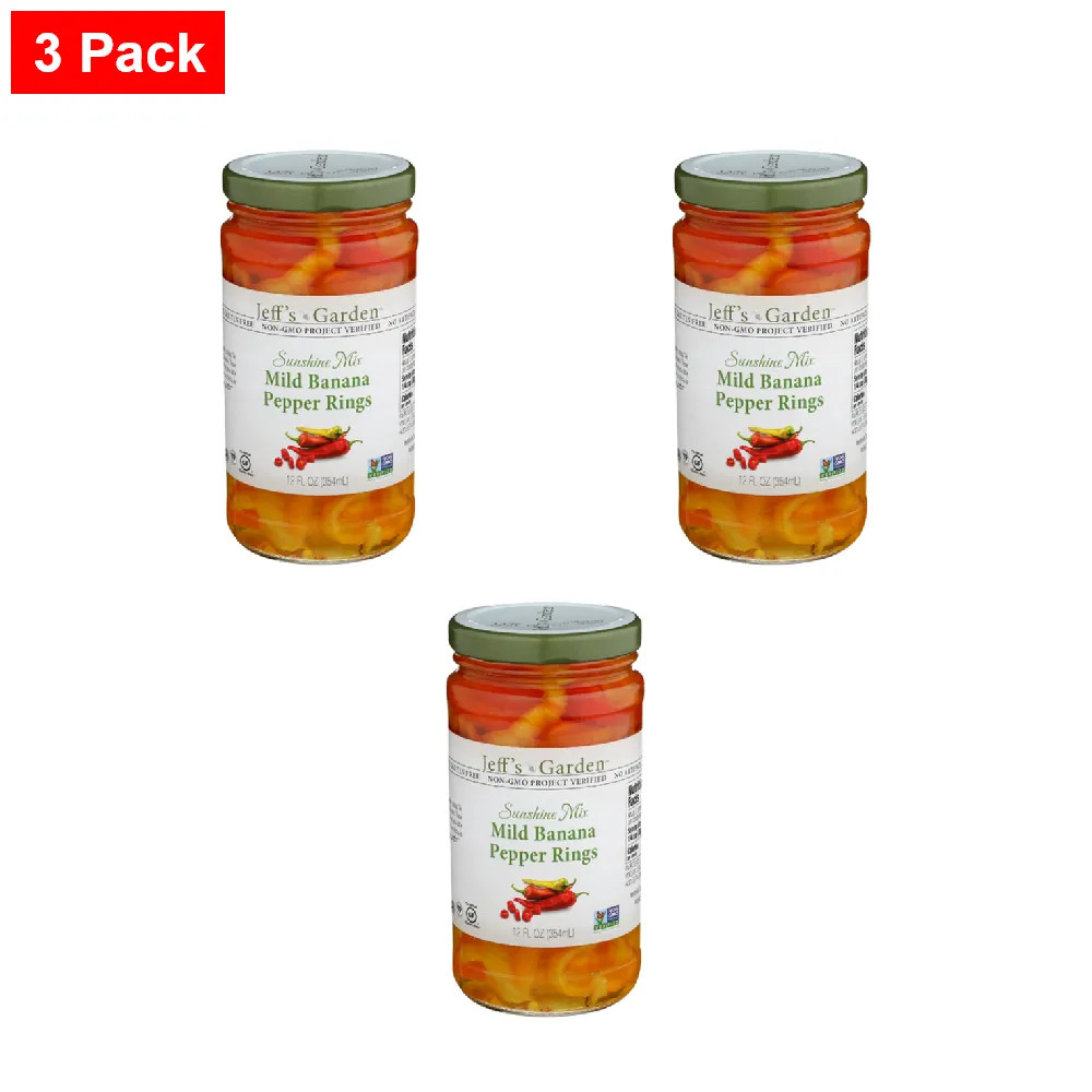 Jeff’s Garden Mild Banana Pepper Rings 12 fl oz – 3 Packs