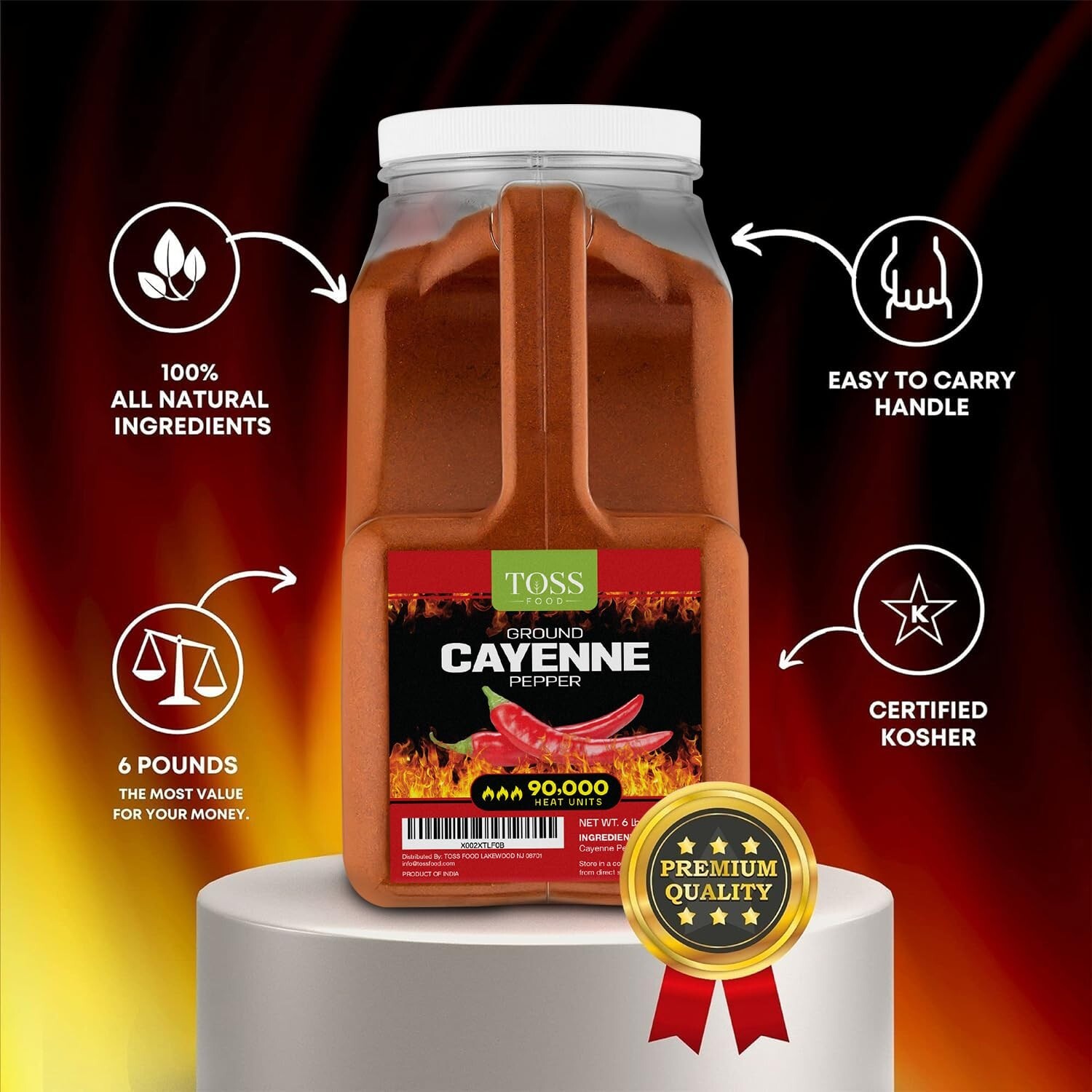 Extreme Hot Cayenne Pepper powder Bulk 90,000 heat Units 6 LB, Ground cayenne