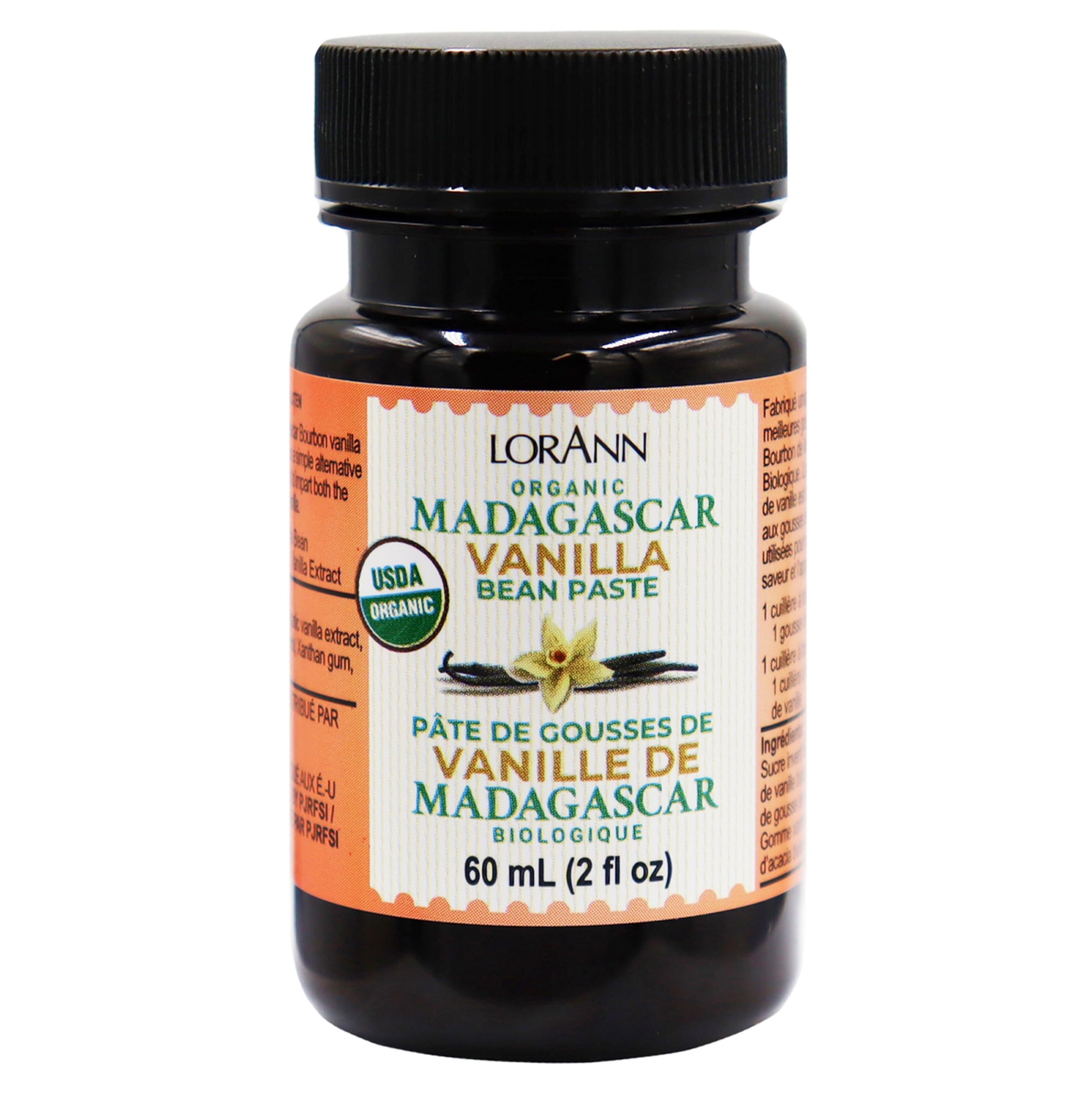 LorAnn Organic Pure Madagascar Vanilla Bean Paste 2oz (60ml) – Rich Flavor, Real