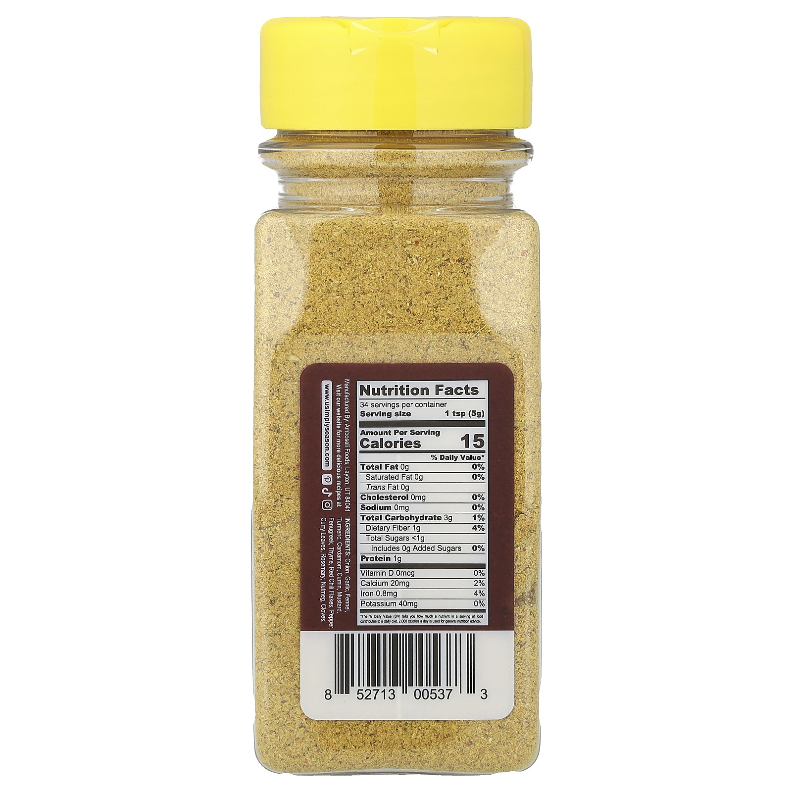 Artisan Spice Blend, Vadouvan, 6 oz (169 g)