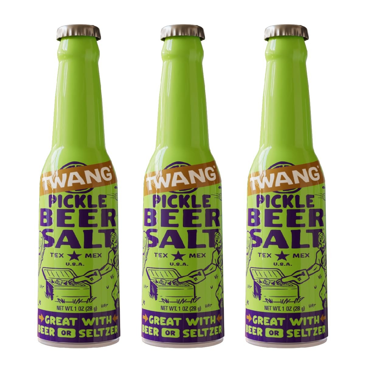 Flavored Beer Salt – Pickle Mini Bottles for Cocktails and Beverages (3 Pack)