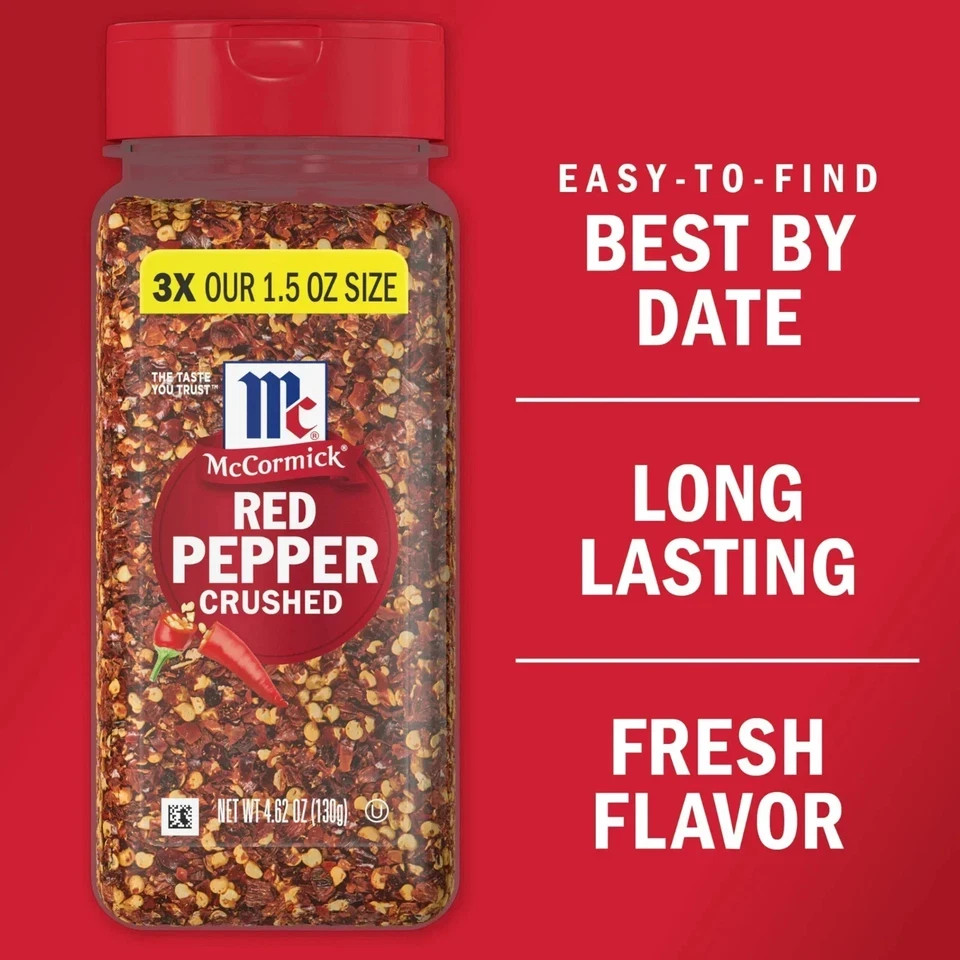 McCormick Non-GMO Kosher Crushed Red Pepper, 4.62 oz Bottle….