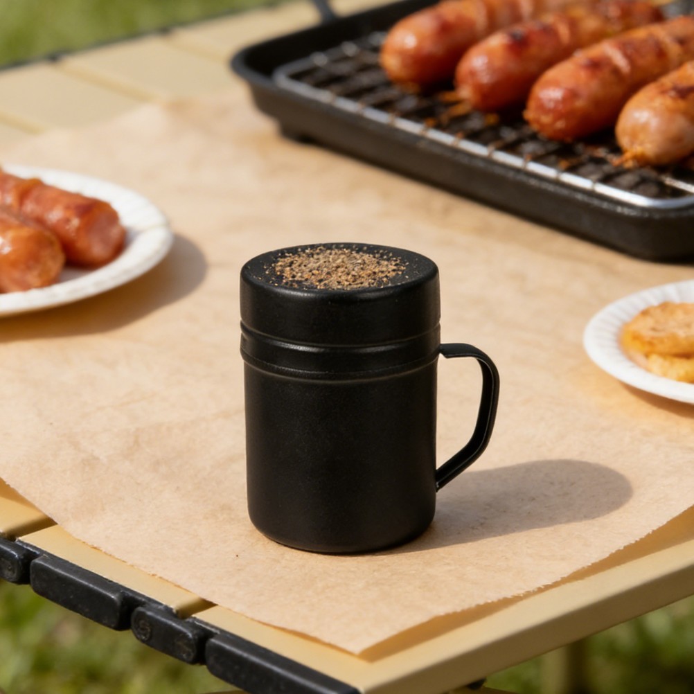 2pcs Stainless Steel BBQ Seasoning Shaker Bottle with Fine Mesh Lid & Handle,