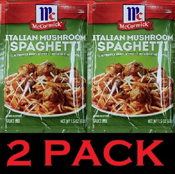 McCormick ITALIAN MUSHROOM SPAGHETTI Seasoning & Sauce Mixes 1.5 oz – 2 PACK