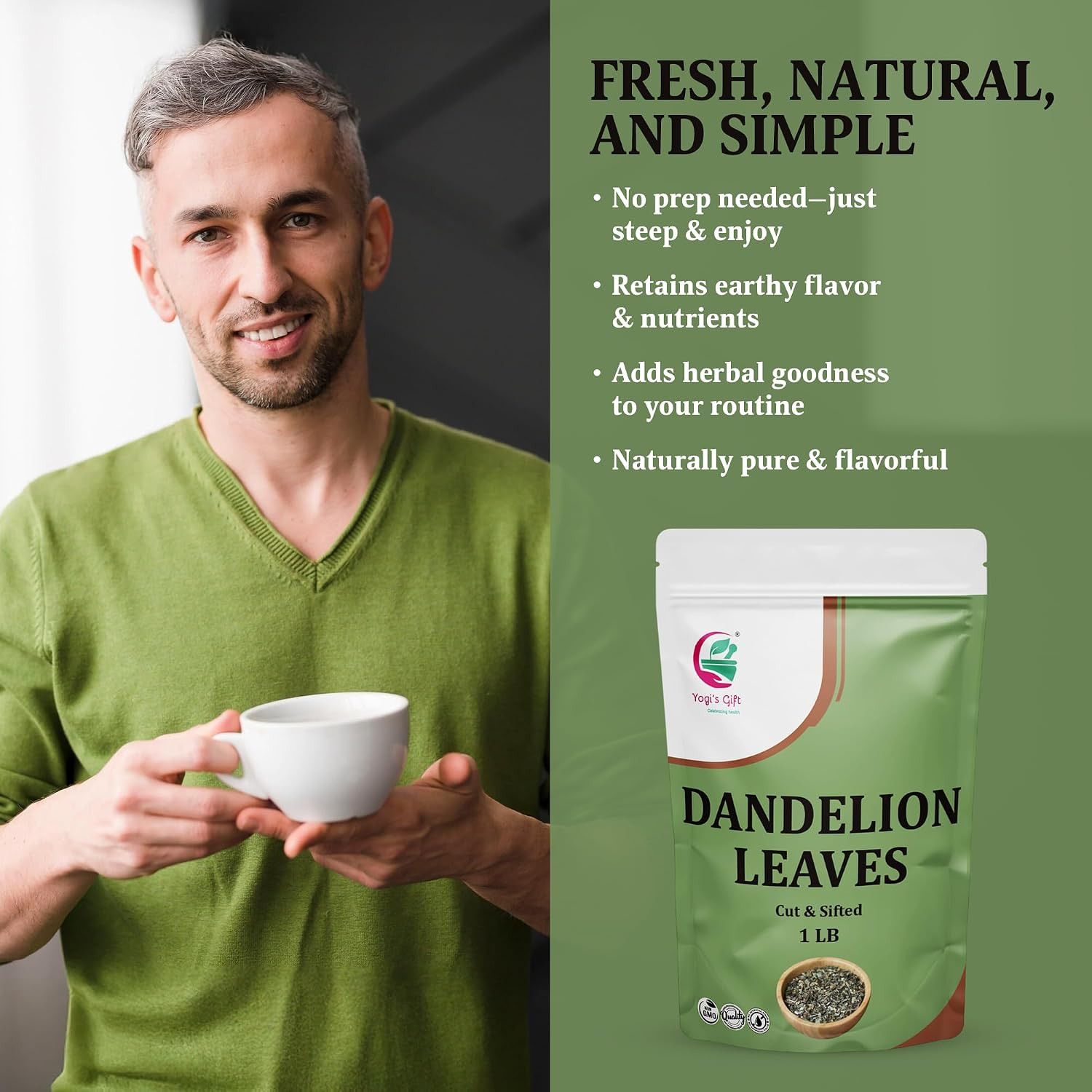 Dandelion Leaves Cut and Sifted 1 LB,100% Natural & Pure, Ideal for Dandelion Te