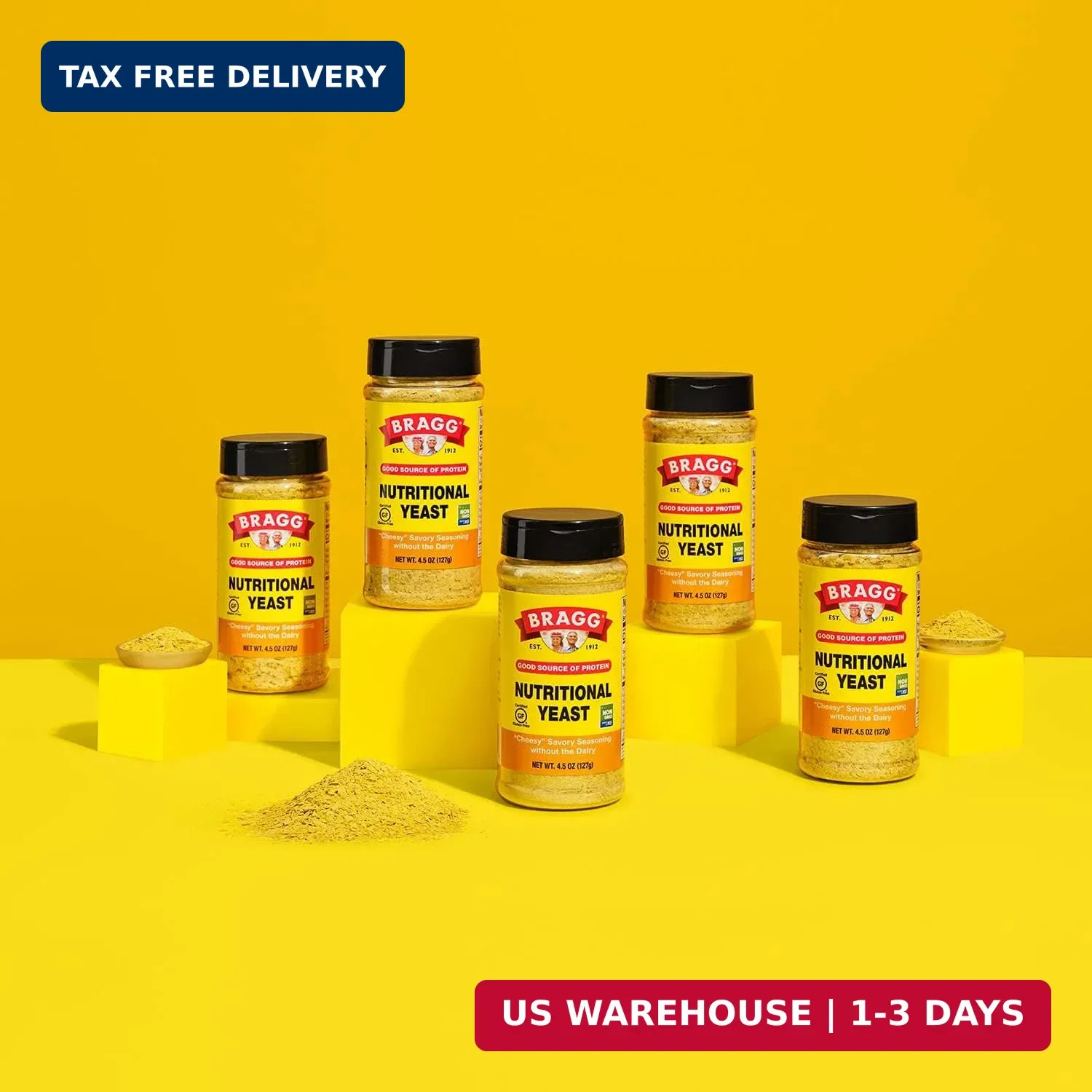 Bragg Nutritional Yeast Seasoning – Vegan, Gluten Free Cheese Flakes – 4 Pack