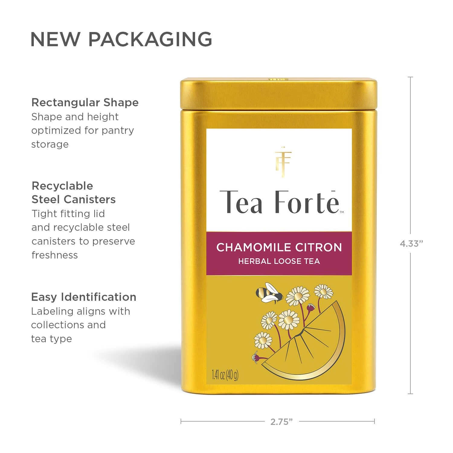 Tea Forte Chamomile Citron Premium Loose Leaf Caffeine-Free Herbal Tea Blend …