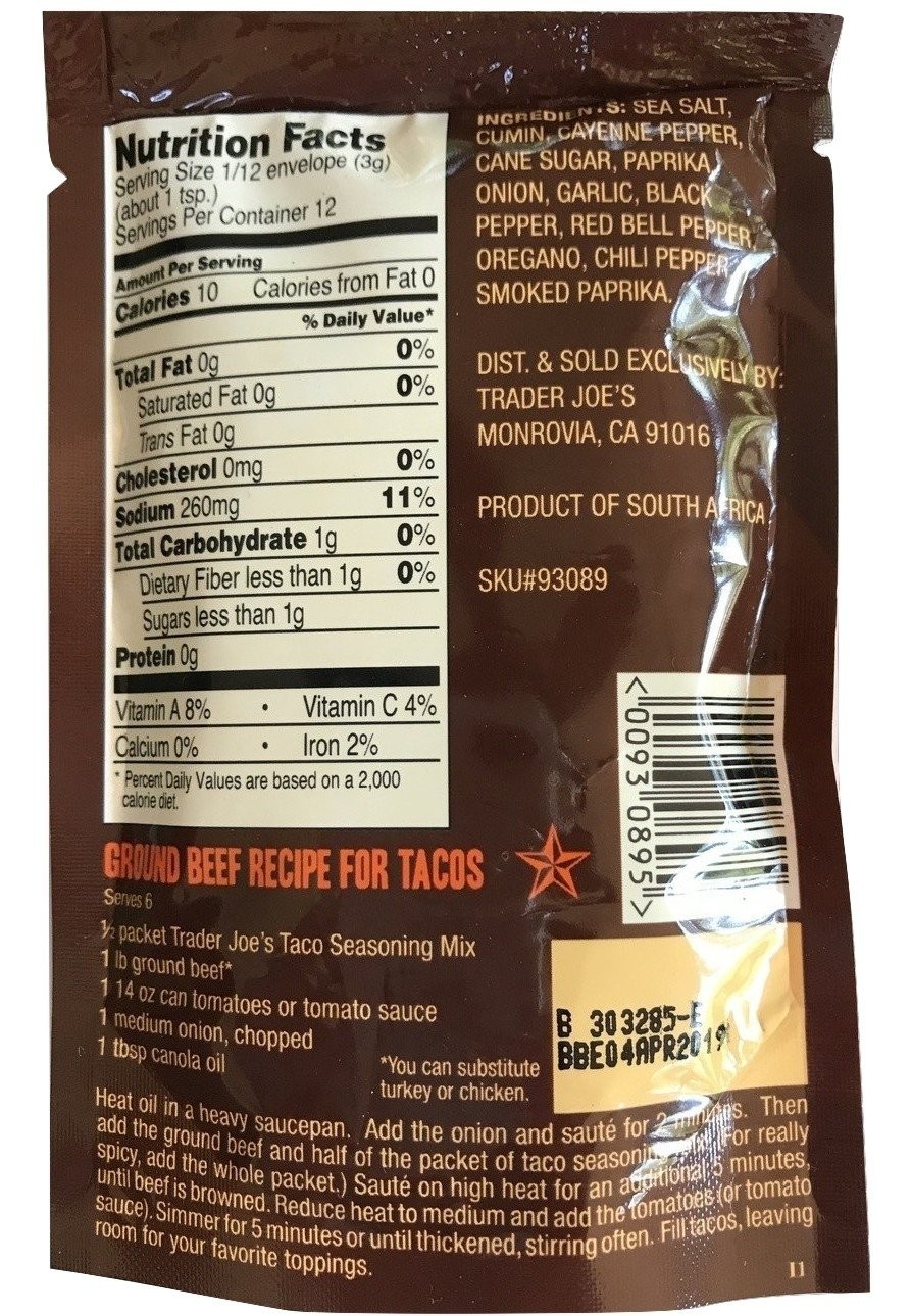10 Pack | Trader Joe’s Taco Seasoning Mix Spice, 1.3 Oz each | Free Shipping |
