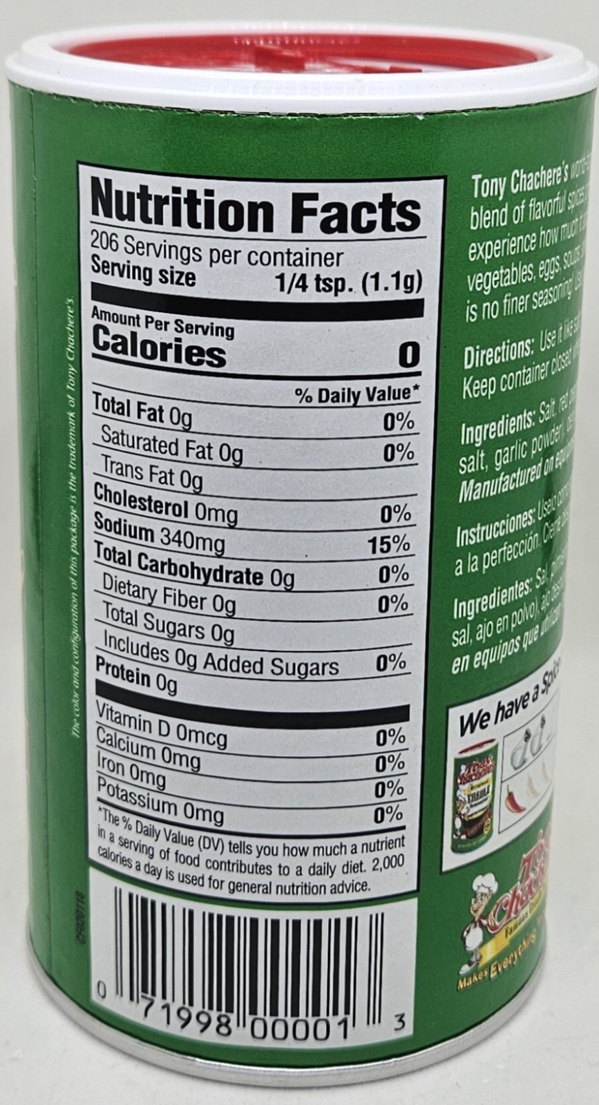 Tony Chachere’s Original Creole Seasoning 8 oz Canister Louisiana Cajun Spice…