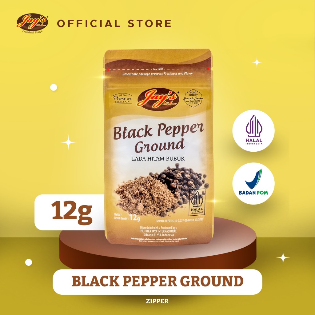 Black Pepper Ground Powder 12g zipper bold natural spice for mindful cooking