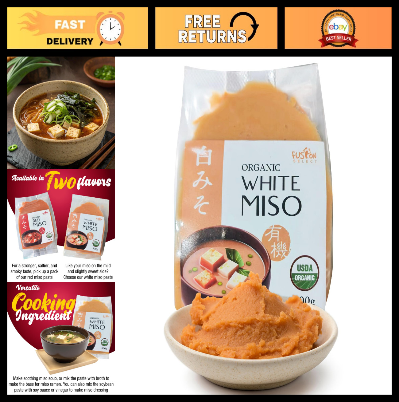 Organic White Miso Paste 900g – Fermented Soybean & Rice – Savory Japanese Cooki