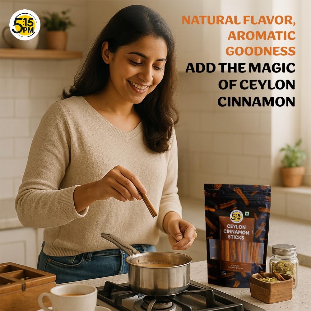 5:15PM Ceylon Cinnamon Sticks Original 100gm Pack of 1 | SriLankan Dalchini Quil