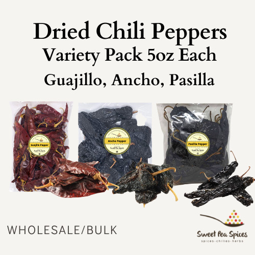 Dried Chili Peppers Trio Pack 5oz Each – Ancho, Pasilla & Guajillo Chiles
