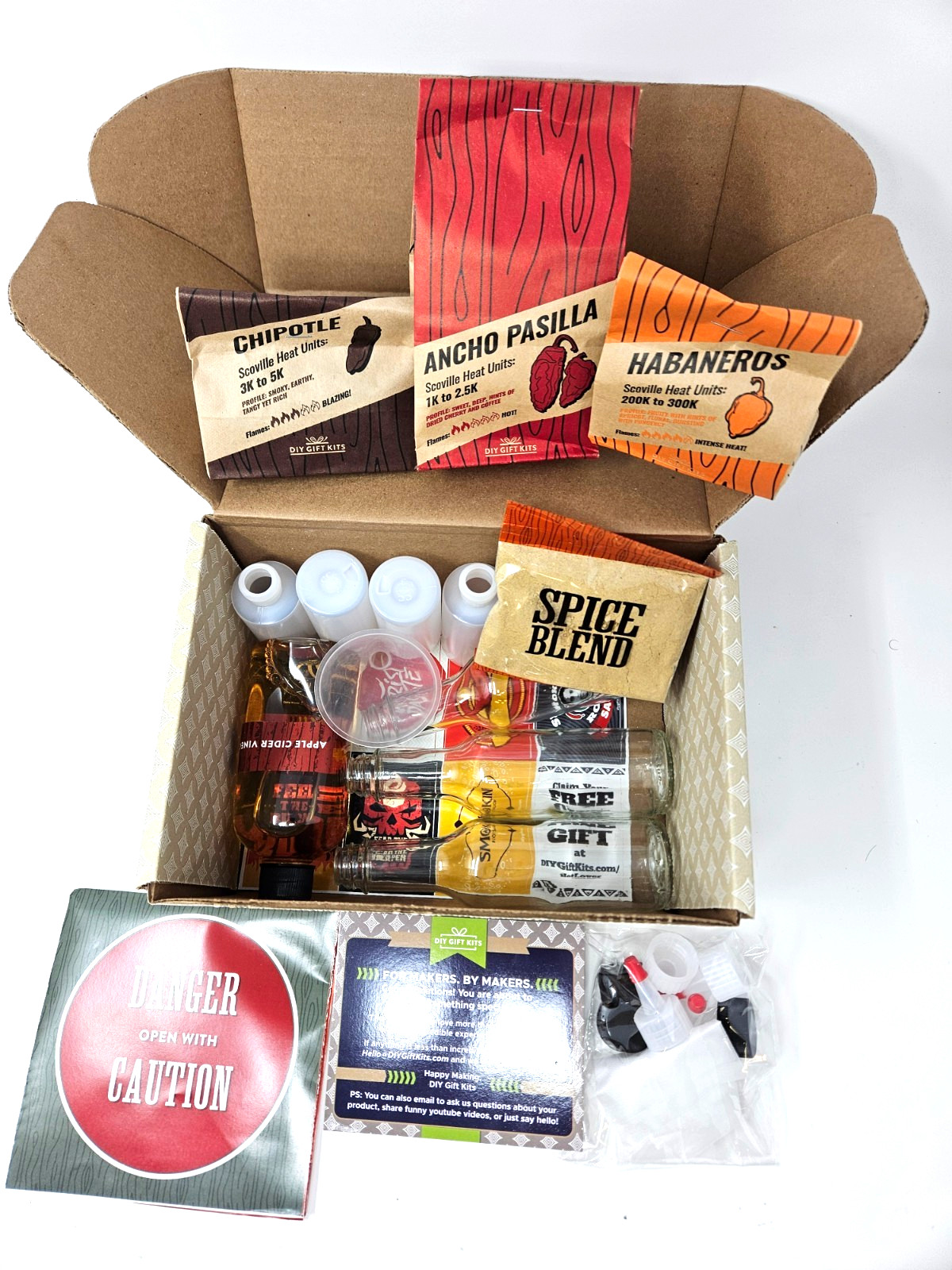 DIY Gift Kits Standard Hot Sauce Making Kit with 3 Bottles, Recipes, & Peppers!