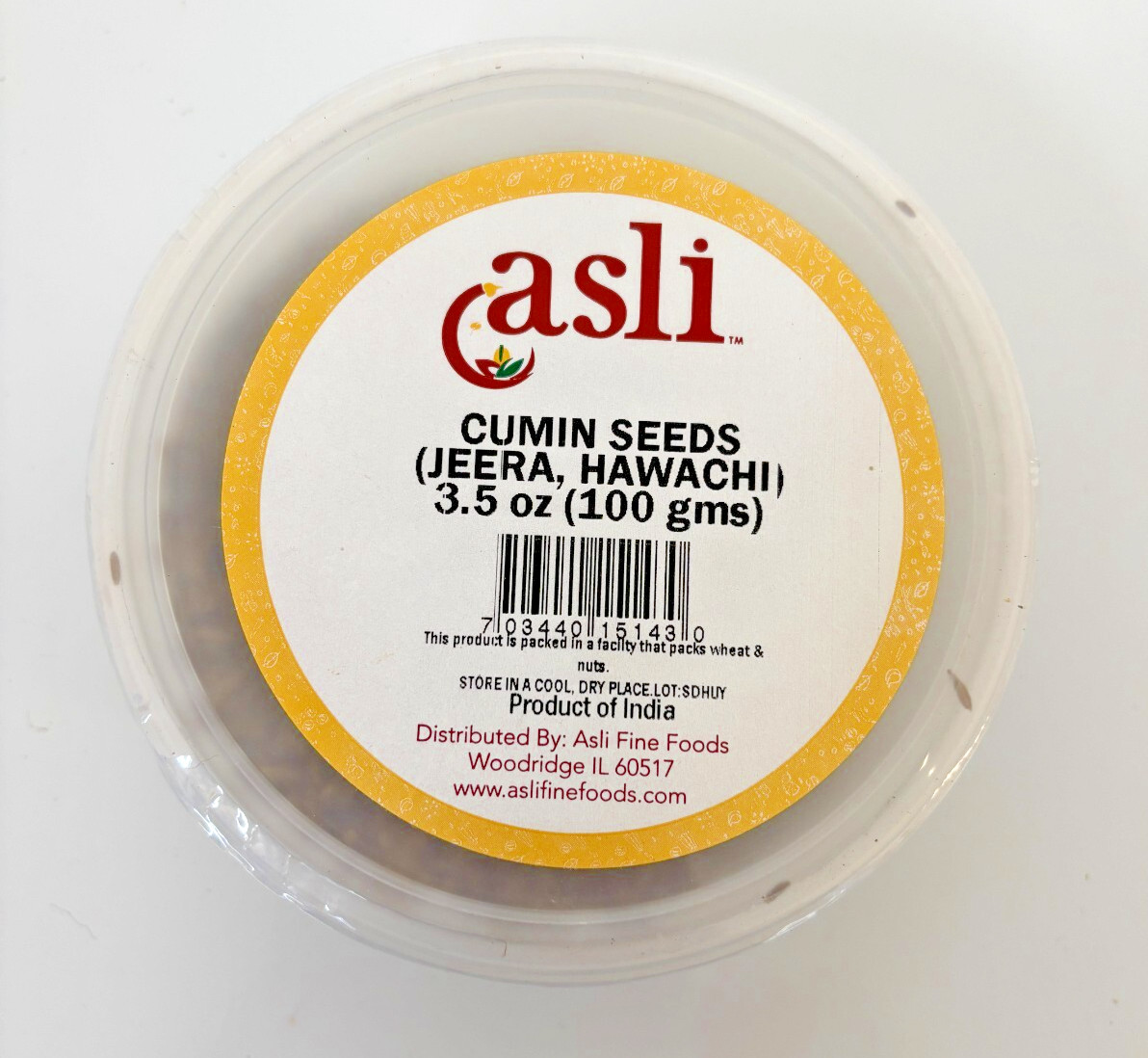 Cumin Seeds (Jeera, Hawachi) 3.5 oz (100gms), Asli