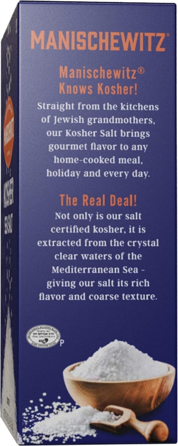 Manischewitz Natural Kosher Salt (4lb Box) | EZ-Pour Spout | 100% Coarse Sea ..