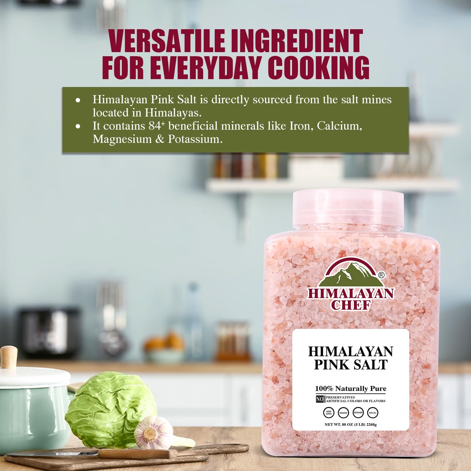 Himalayan Chef Pink Salt Coarse Grain, 5 80 Ounce (Pack of 1),
