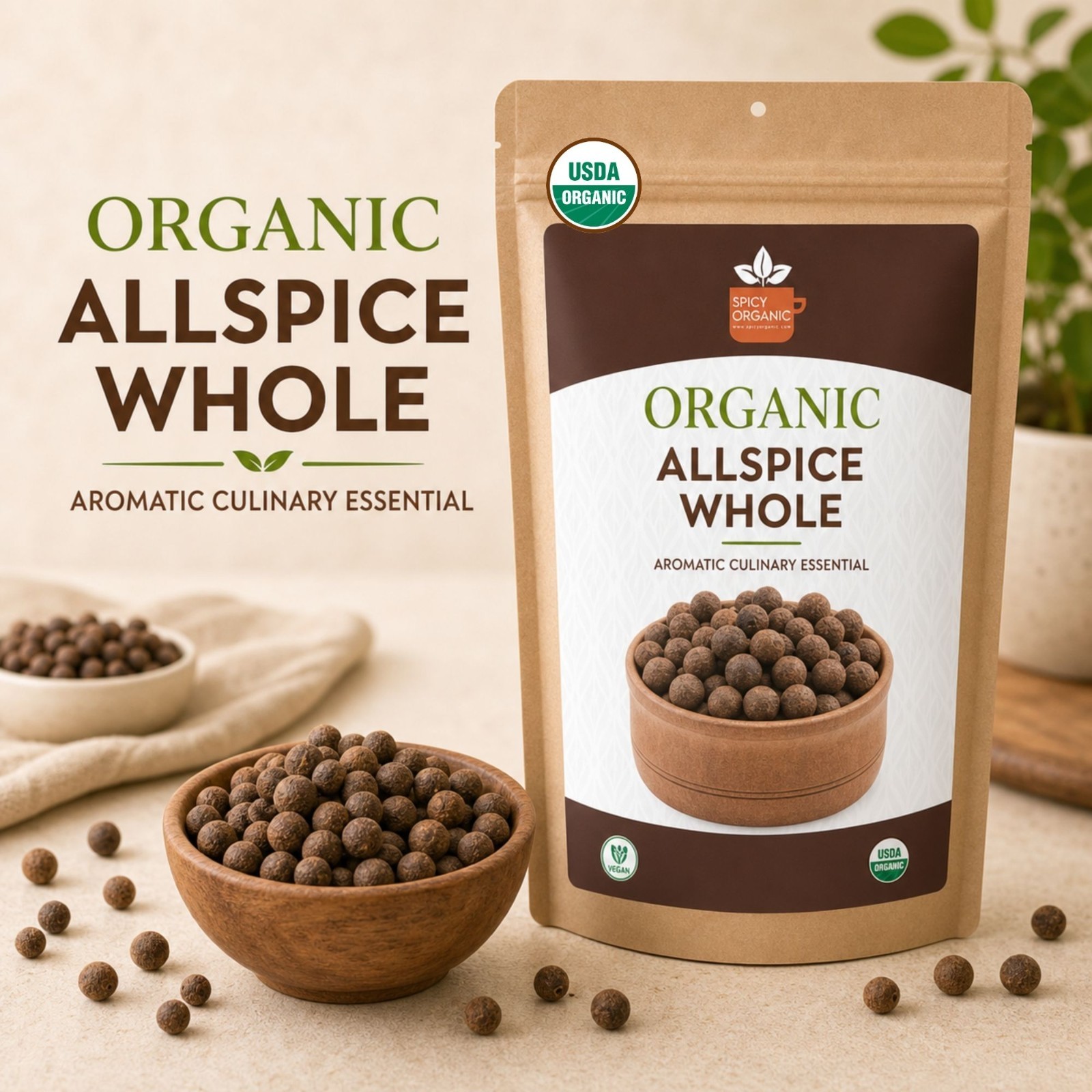 Spicy Organic Allspice Whole 16 oz | USDA Organic
