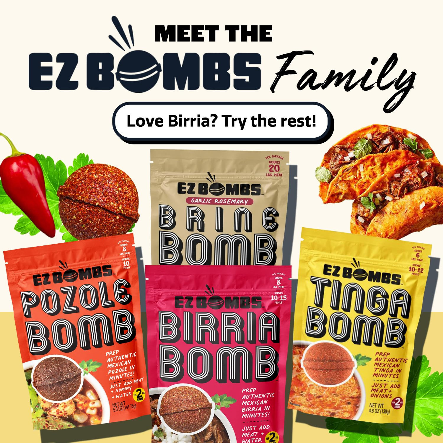 Variety Pack – Pozole, Tinga & Birria Bomb Seasonings – Authentic Mexican Spice