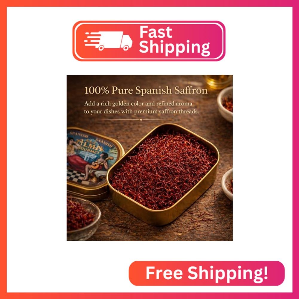 Alma Gourmet Spanish Saffron Threads 2g (0.07 oz) – 100% Pure Natural Saffron Sp