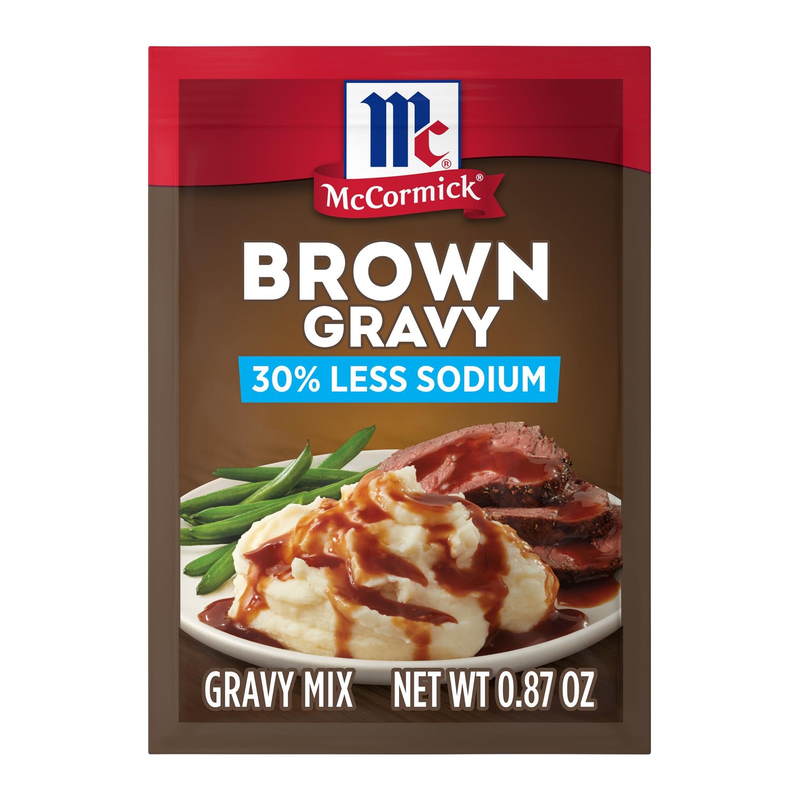 McCormick 30% Less Sodium Brown Gravy Mix, 0.87 oz